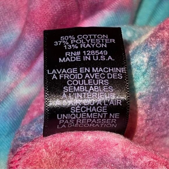 New Aviator Nation HAND DYED LIGHT WEIGHT CREW SWEATSHIRT Pink/Turquoise Medium - Picture 12 of 14